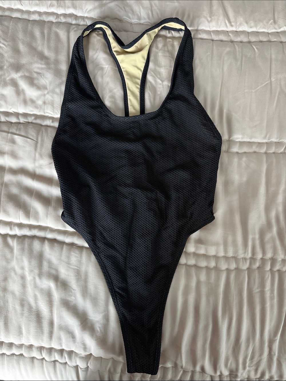 Women’s Black One-Piece Swim Suit with Contrast Lining